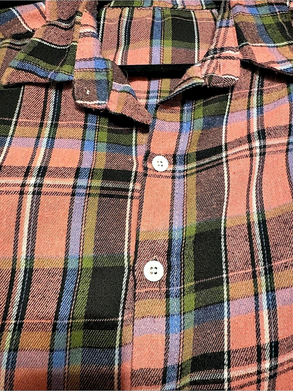 Plaid Button Down Shirt in Pink & Green Like New